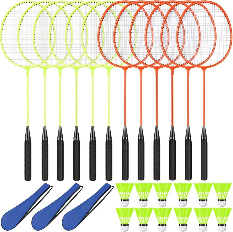 Chitidr 12 Pack Badminton Rackets Set Including Badminton Racquets, Nylon Shuttlecocks and Carry Bag for Outdoor Backyard Games Beginners - Image 1